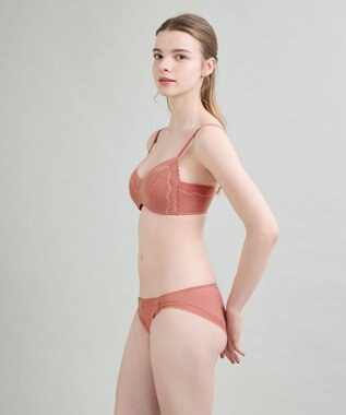 une nana cool 【リニューアル】364ブラ レース ノンワイヤーブラ コーラル