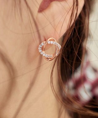 Tiaclasse 【金属アレルギー対応】ストーンクロスタイニーピアス ピンクゴールド