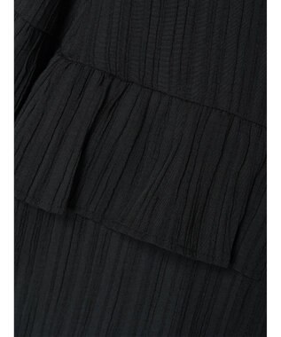 earth music&ecology フリル切替えショートブラウス Black