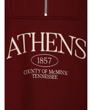 earth music&ecology ハーフジップロゴチュニック Burgundy