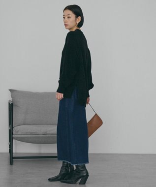 AMERICAN HOLIC ベロアモールニットプルオーバー Black