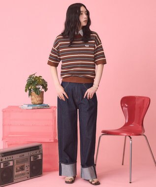 AMERICAN HOLIC 【PENNEY'S】レトロボーダー半袖ニット Orange
