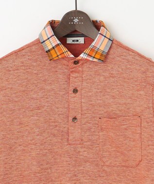 JOSEPH ABBOUD 【吸水速乾】リネンハニカム ポロシャツ オレンジ系