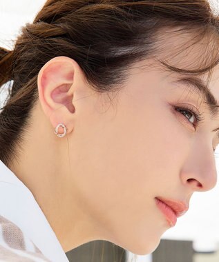 Tiaclasse 【金属アレルギー対応】ストーンクロスタイニーピアス ピンクゴールド