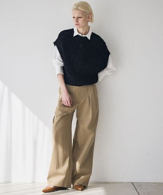自由区 【カトリエムブーケ】Boucle de ceinture ワイドストレートパンツ ベージュ