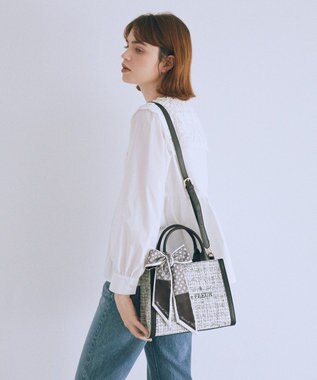 Maison de FLEUR スカーフ付きツイード2Wayトートバッグ