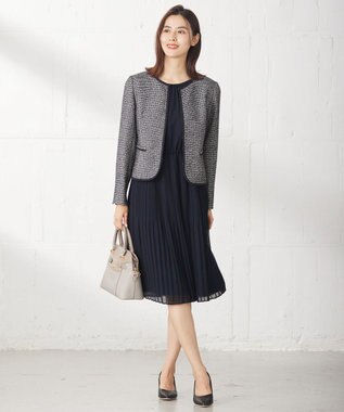 ANY SIS シャイニーストレッチツイード ジャケット シャンブレーネイビー