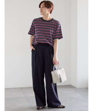 Te chichi マルチボーダーTシャツ ネイビー