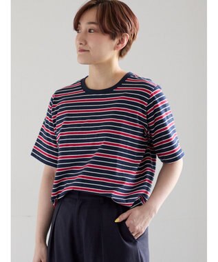 Te chichi マルチボーダーTシャツ ネイビー