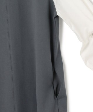 ICB L 【WEB限定・洗える】ストレッチポンチ ドッキングワンピース ダルブルー系