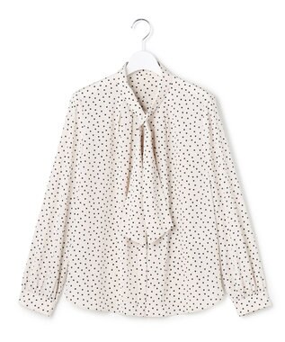 23区 【先行予約】ランダムドットプリント タックブラウス ベージュ系