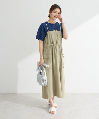 Green Parks カーゴポケットピグメントキャミワンピース Khaki