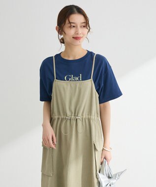 Green Parks カーゴポケットピグメントキャミワンピース Khaki