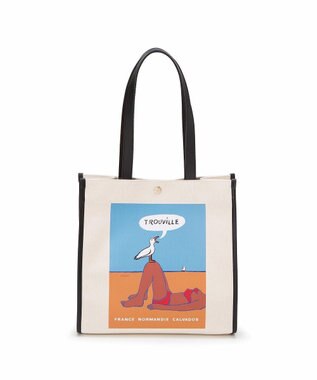 TOPKAPI 【Breath TOPKAPI】サヴィニャック × Breath TOPKAPI アート プリント オーガニックキャンバス トート バッグ オレンジ