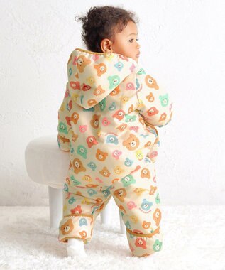 MIKI HOUSE HOT BISCUITS 【70-100cm】 カラフルビーンズ 総柄中綿ジャンプスーツ マルチカラー