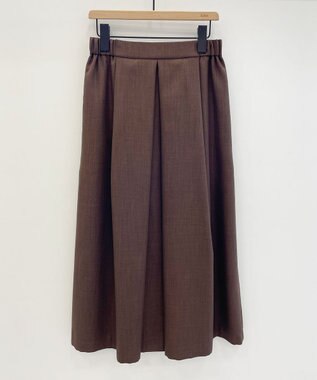 自由区 【接触冷感・速乾・UVカット・撥水・防シワ】リネンライクツイル タックスカート ダークブラウン系
