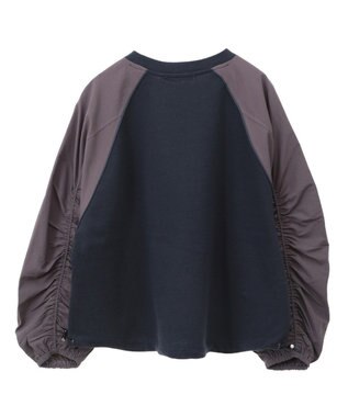 AMERICAN HOLIC 異素材ギャザースリーブミニ裏毛プルオーバ Navy