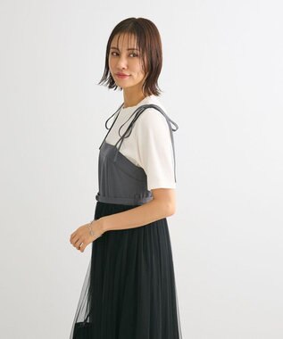 Green Parks ・ＥＬＥＮＣＡＲＥ　ＤＵＥ　チュールドッキングワンピ Charcoal Gray