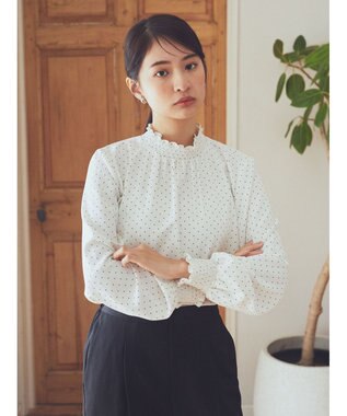 earth music&ecology シャーリングブラウス Dot