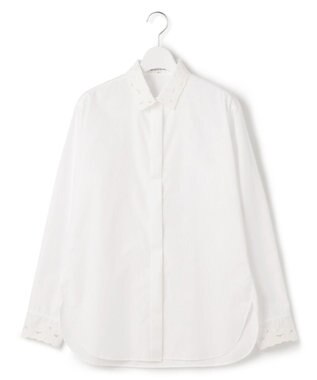 23区 L 【洗える】エンブロイダリーシャーティング シャツ ブラウス ホワイト系