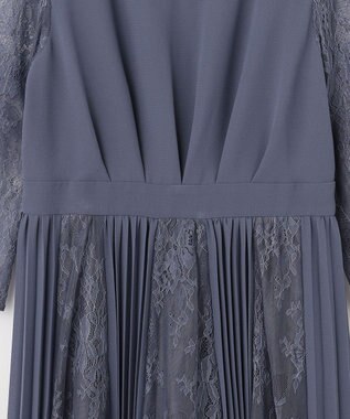 ANY SIS 【洗える】プリーツMIXレース ドレス スモーキーブルー