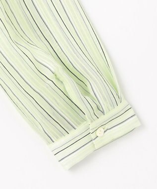 J.PRESS LADIES S 【洗える】ランダムストライプ シアー シャツカラー カットソー ライムストライプ系