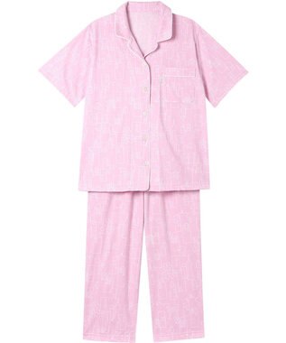 ワコール／睡眠科学 パジャマ 5分袖 半袖 8分丈 綿100%(本体) 天竺素材 レディース YDT152 睡眠科学／ワコール ピンク