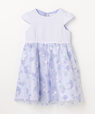 ANY KIDS 花柄刺繍ワンピース ラベンダー