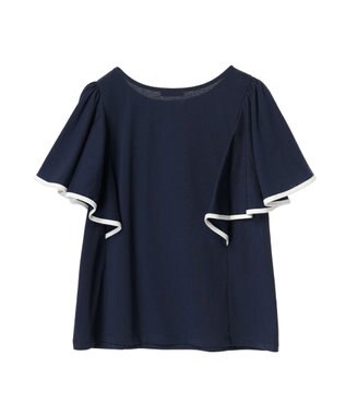 earth music&ecology パイピングフレアスリーブカットソー Navy
