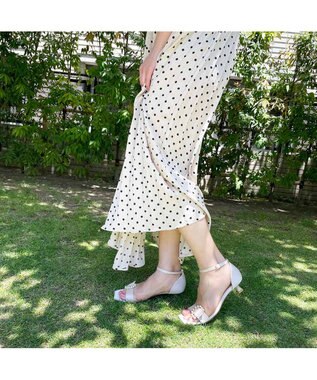 MODE ET JACOMO <carino>パールバックルアンクルベルトサンダル ベージュ