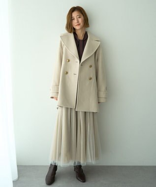 YECCA VECCA ウール混ミドル丈Pコート Dark Navy