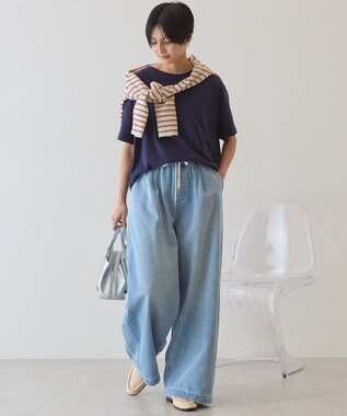 AMERICAN HOLIC 【接触冷感+UVカット】半袖コクーンカットプルオーバー Navy
