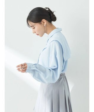 earth music&ecology ダブルカラーシャツ Light Blue