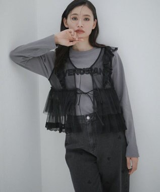 Green Parks ・ＥＬＥＮＣＡＲＥ　ＤＵＥ　チュールラッフルベスト Black