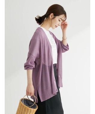 Green Parks 接触冷感シアーニットカーディガン Purple