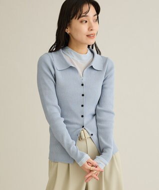 CRAFT STANDARD BOUTIQUE 襟付きコンパクトリブニットカーディガン