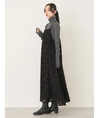 earth music&ecology フラワージャガードキャミワンピース Black