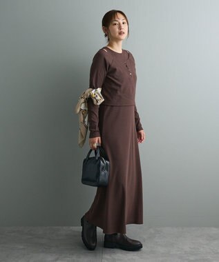 CRAFT STANDARD BOUTIQUE 2点セット/リブレイヤードワンピース Brown