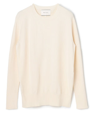 BEIGE， 【WEB限定・洗える】WILLOW / ストレッチクルーネックリブニット Ecru