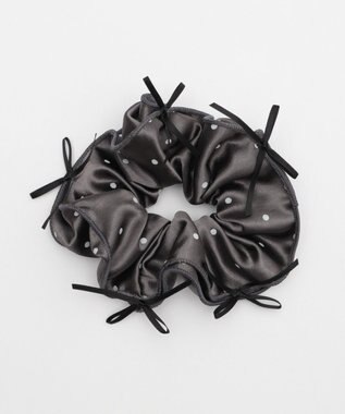 WEGO Lリボンドットシュシュ グレー