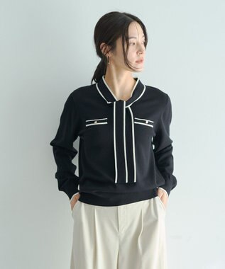 YECCA VECCA 配色ボウタイニット