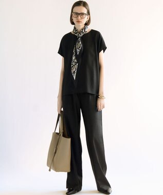 23区 Ratti アブストラクトプリント スカーフ ブラックプリント