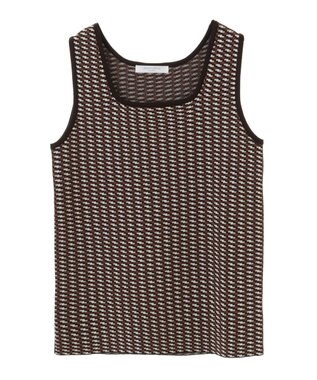 Green Parks ジャガード柄スクエアニットプルオーバー Brown