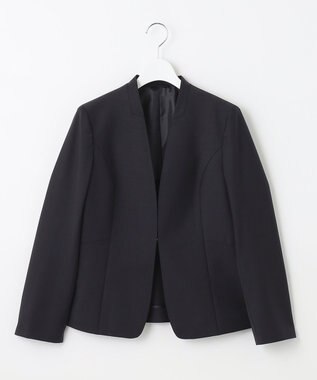 J.PRESS LADIES S BAHARIYE SOLID ノーカラー ジャケット ネイビー系