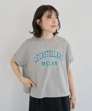 Green Parks 袖折り返しカレッジＴシャツ Gray Mixture