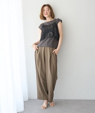 YECCA VECCA 【2点SET】刺繍メッシュキャミセットコットンTee Black