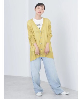 earth music&ecology 接触冷感シアーＢＩＧカーディガン Yellow