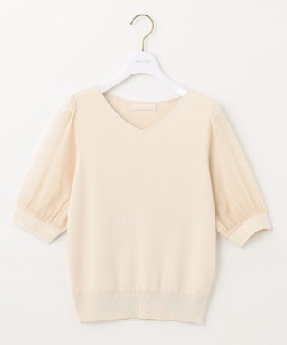 ANY SIS L 【洗える】シアースリーブコンビ ニット アイボリー