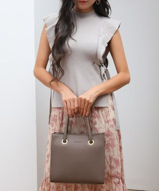 style code  【MERCURYDUO/マーキュリーデュオ】メタルアイレット　両アオリポケット　スクエアハンドバッグ オーク