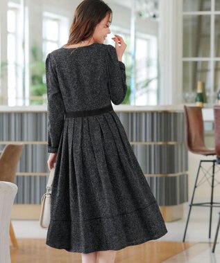 Tiaclasse 【洗える】配色パイピングフレアワンピース ブラック